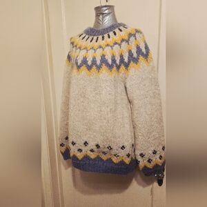 VTG Fair Isle Sweater Beaulieu Hampshire England Hand Knit Wool L